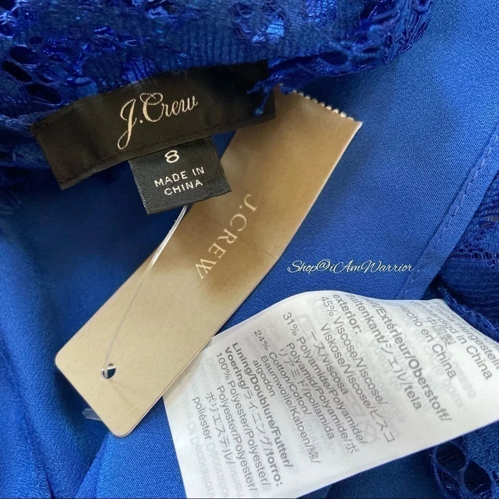 J.Crew NWT sapphire blue eyelash lace bow blouse *shop@iamwarrior